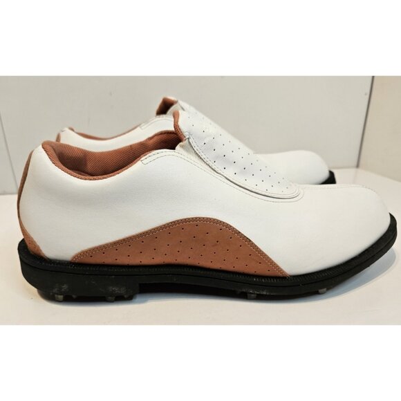 Women's Adidas Golf Shoes Size 10 Slip On White & Brown - Picture 5 of 13